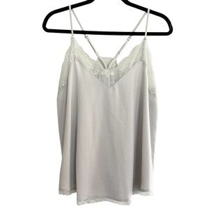 La Miel Womens M Gray Camisol Top‎ Racer Back Delicate Feminine Coquette Cottage